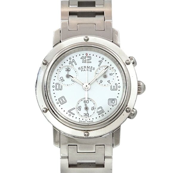 HERMES Clipper Chronograph CL1 310 Date White Dial Ladies 90275865 - Picture 1 of 6